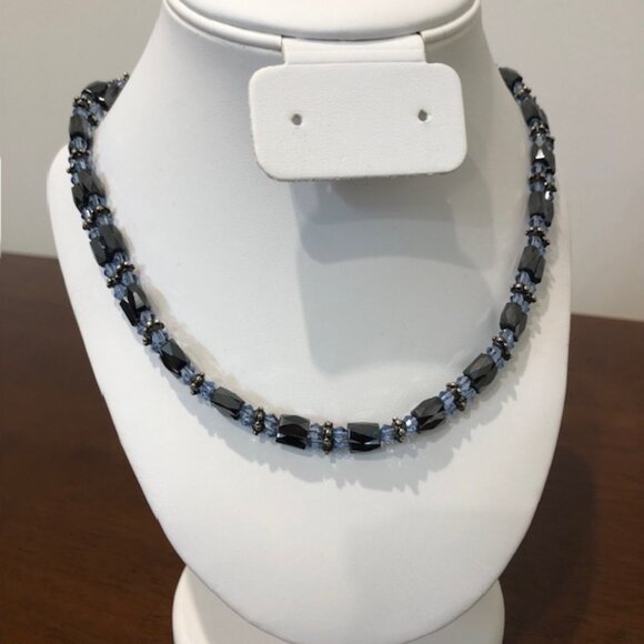 Blue Black Bead Chain Magnetic Necklace Bracelet Wrap Pre-Owned. - Picture 4 of 14